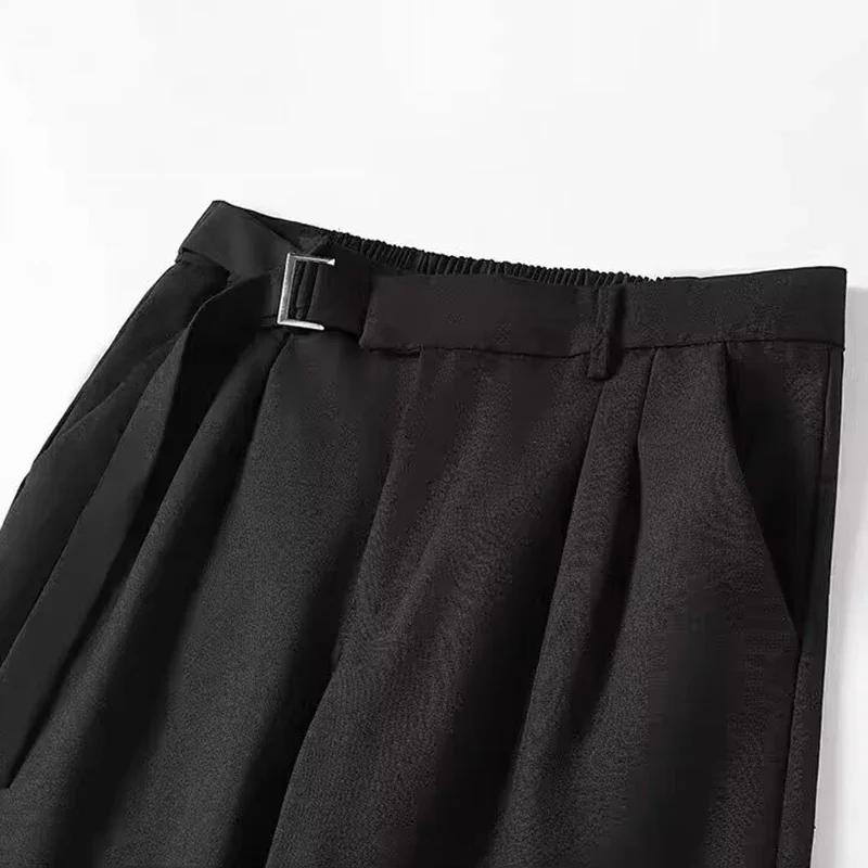 Pantalon de Costume Homme Taille Haute Printemps-Été, Coupe Droite Ample et Décontractée, Jambe Larg