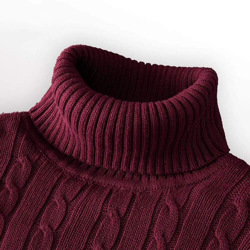 Pull à col roulé monochrome pour hommes, pull à col haut, pulls décontractés, vêtements de survêteme