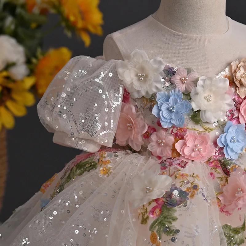 Robe de bal de princesse pour filles d'honneur, robe mignonne pour enfants pour anniversaire, specta