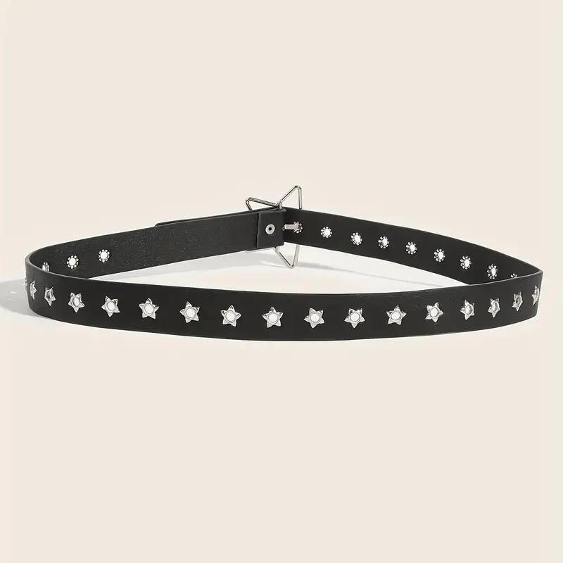 Y2K Punk étoile oeillet noir Rivet ceinture Goth Pu cuir ceintures pour femmes jean pantalon garçons