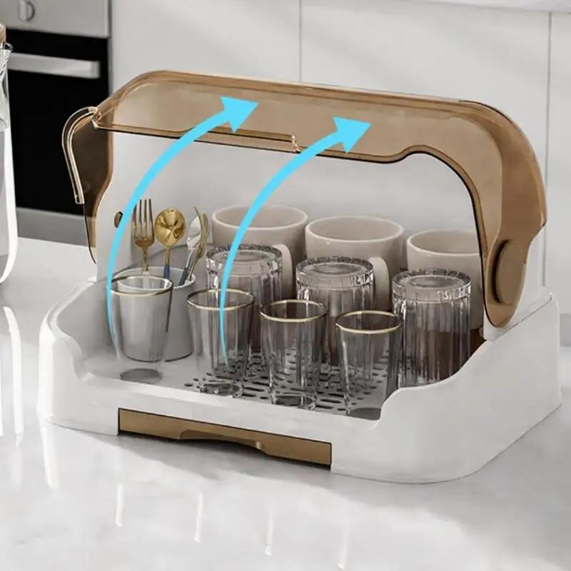 Support de séchage biberons avec plateau amovible - Boîte de rangement anti-poussière portable pour la maison