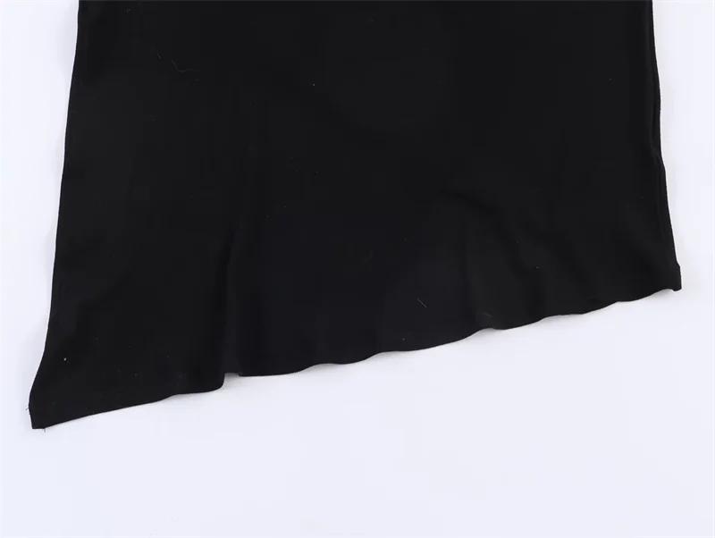 Haut pour femme, nouvelle collection printemps 2026, noir, manches courtes, col montant, asymétrique