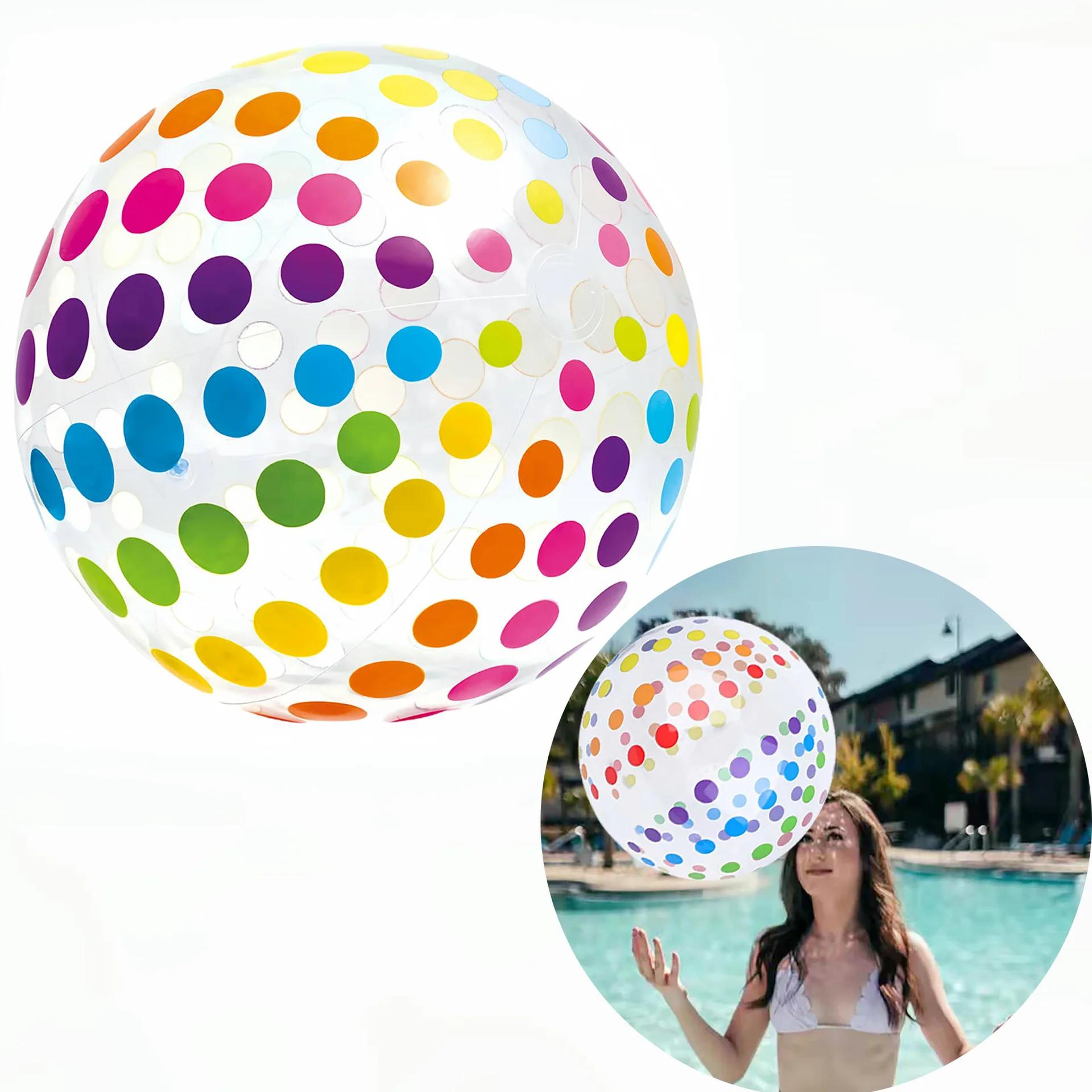 Ballon de plage gonflable Transparent à rayures colorées de 15.35 pouces, adapté aux jeux de fête su