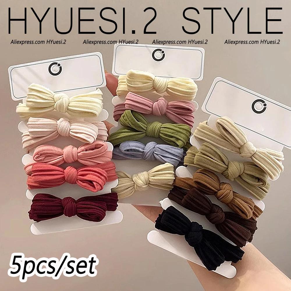 5 pièces/ensemble Simple nœud cheveux cravates cordes coloré élastique sans couture élastique pour q