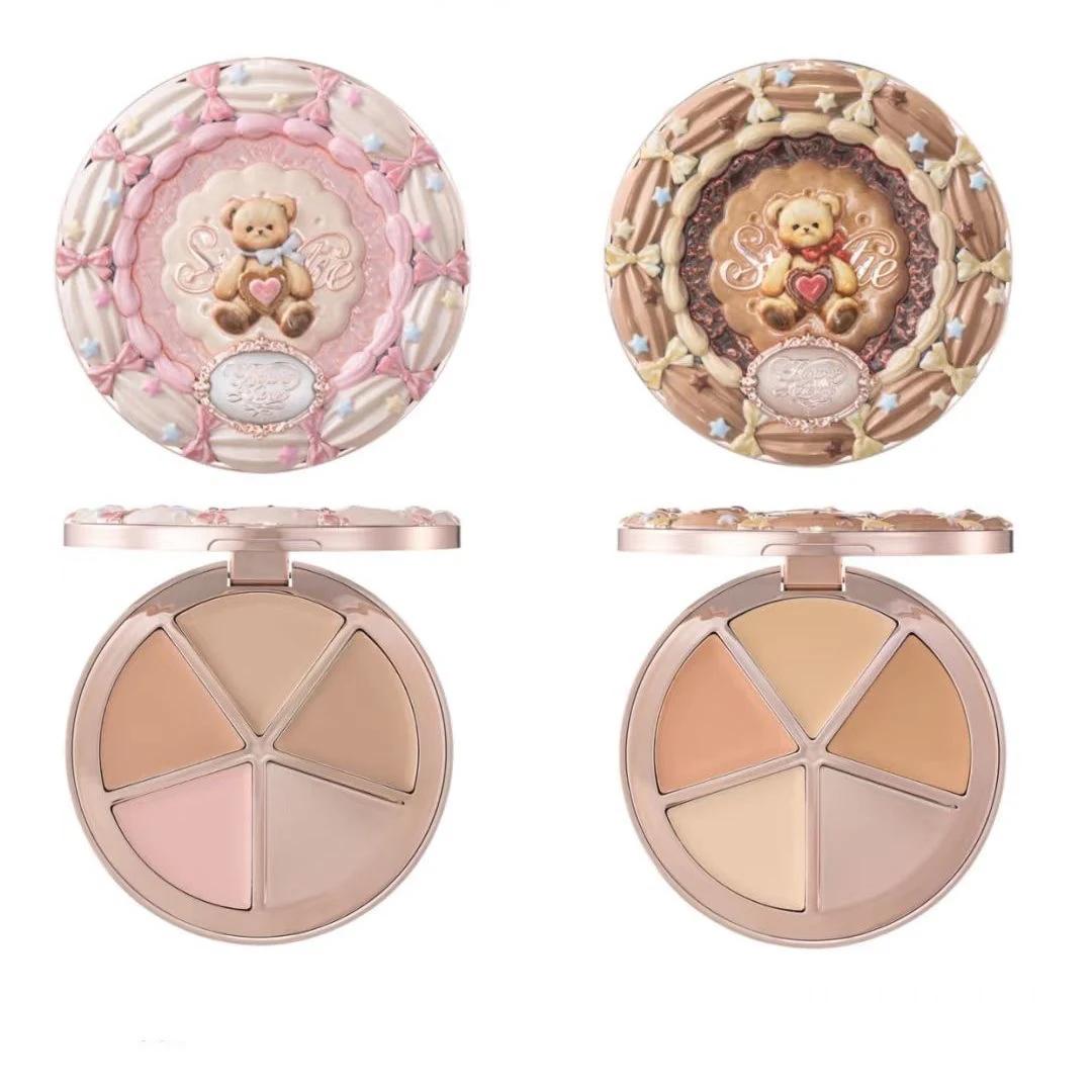 FLOWER KNOWS THE SWEETIE BEAR Palette anti-cernes 4 couleurs éclaircissante couvrant les cernes fond