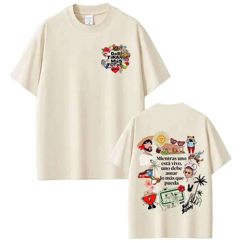 T-shirt Rapper Bad Bunny Debi Tirar Mas Fotos DTMF, vêtements pour hommes et femmes, mode Hip Hop, T