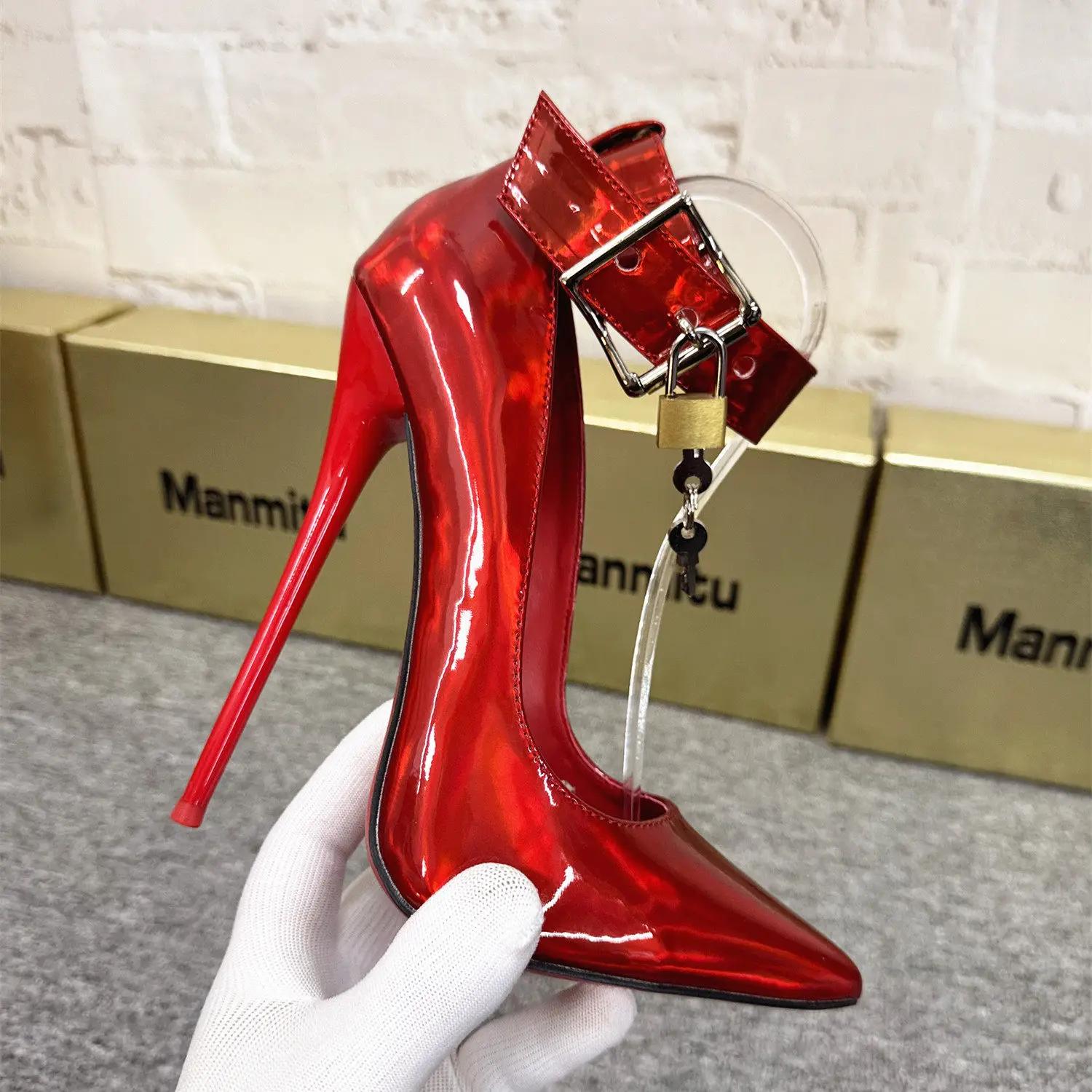 Nouvelles chaussures à talon fin de 12 cm, bout pointu, bouche peu profonde, boucle carrée, véritabl