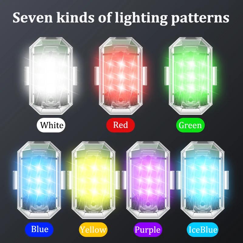 Lumière stroboscopique LED sans fil pour Drone, 4 pièces, pour moto, voiture, vélo, télécommande, vo