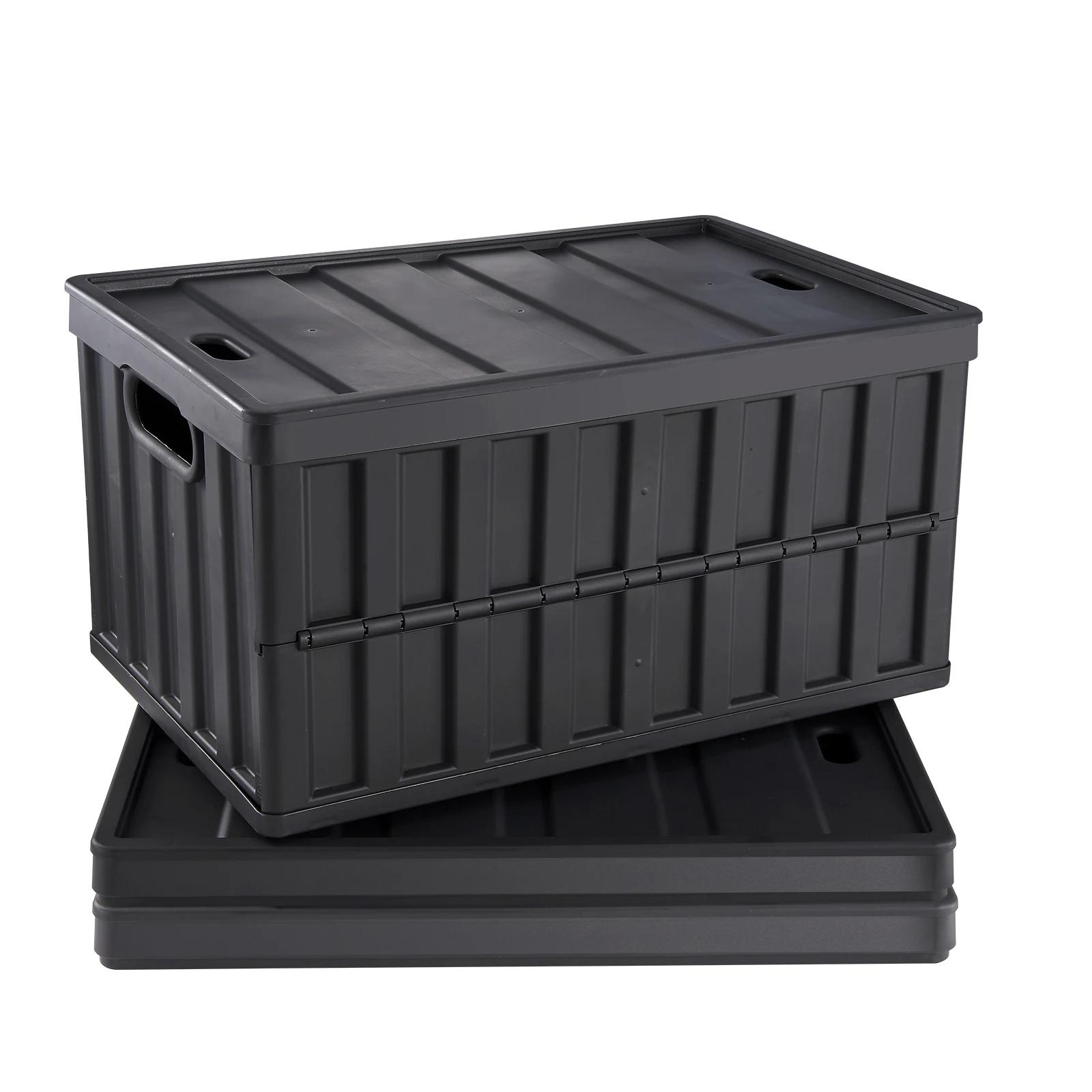 SucceBuy Lot de 3 bacs de rangement pliables 45L/65L, caisses de garage utilitaires empilables plian