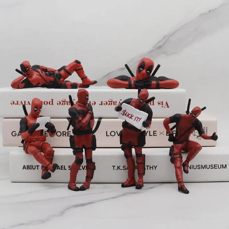 6 décoration de bureau Deadpool voiture bureau à domicile Marvel 8 cm X-MAN drôle mignon Figure modè