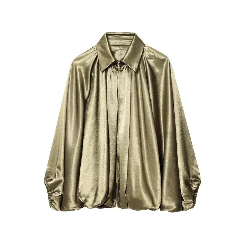 MUJER froncé Bomber vestes pour femmes gonflé surdimensionné veste femme manteaux d'été Demi-saison 
