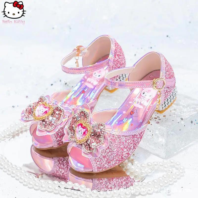 Chaussures de princesse pour filles, style anime, été, nouvelles chaussures à talons hauts en crista