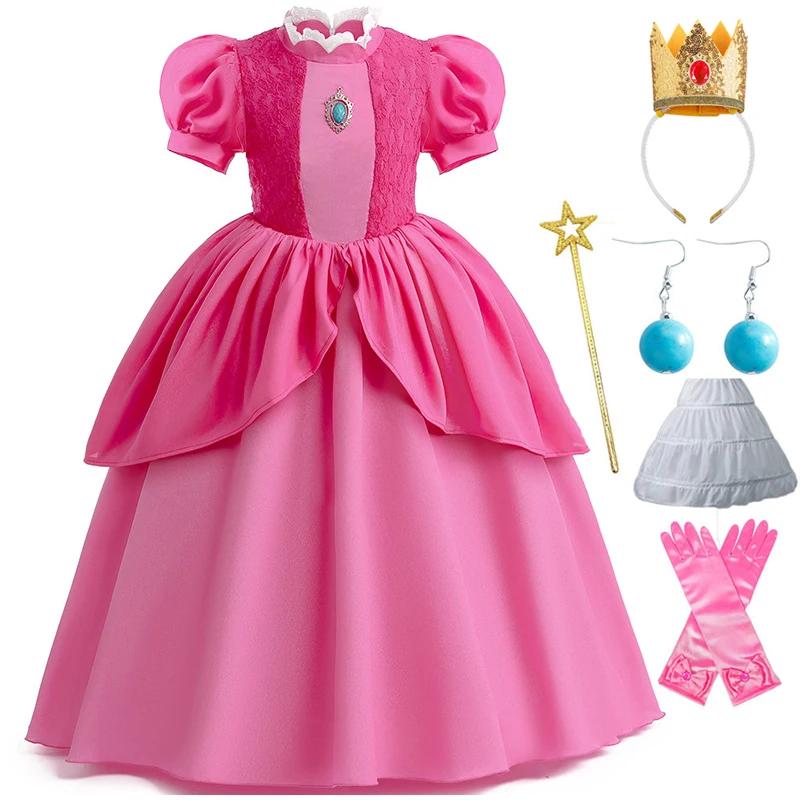 Robe princesse en mousseline de soie et dentelle pour filles, cosplay, robes de soirée éducatives, c