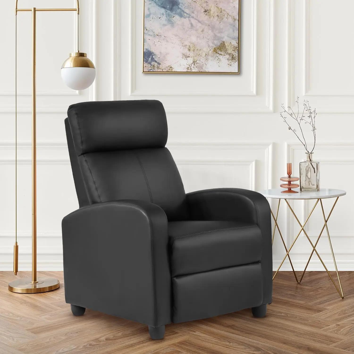 Canapé inclinable de massage avec support lombaire et dossier réglable pour salon ou chambre en cuir