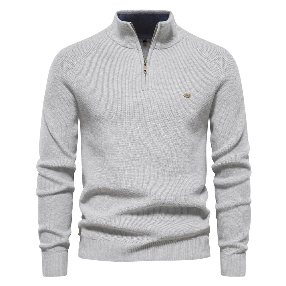 Cardigans en coton avec fermeture éclair pour hommes, pulls sociaux décontractés à la mode, col haut