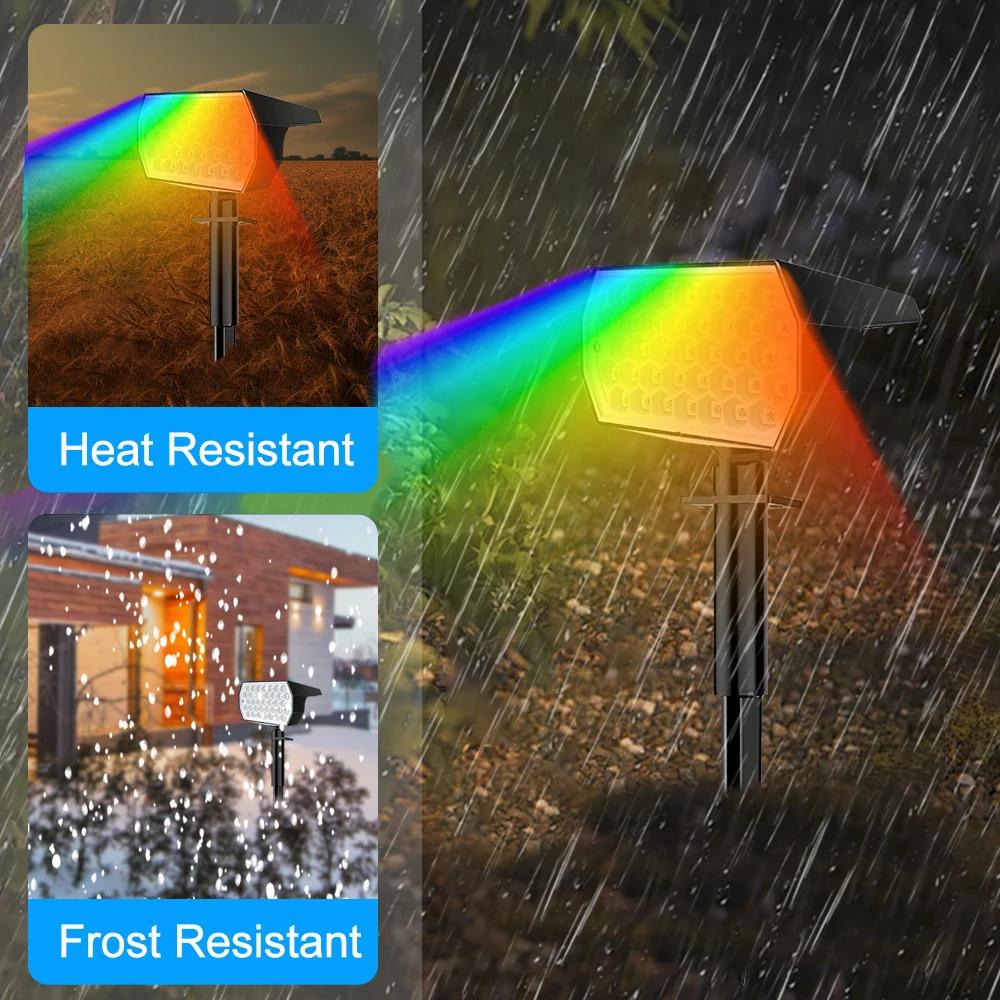 Spot solaire extérieur couleur changeante RGB 48/37/20LED solaire alimenté paysage projecteur jardin