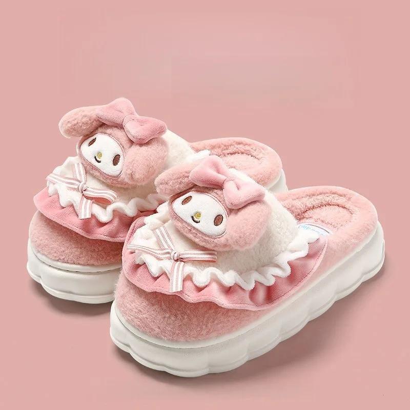 Sanrio Hello Kitty Kuromi cannelle pantoufles en coton dessin animé mignon hiver intérieur maison pa