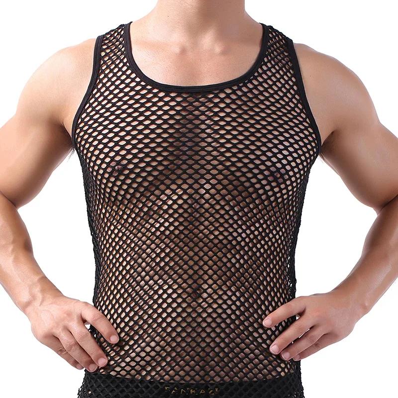 Débardeurs à la mode pour hommes, maillot de corps ajouré, gilet sans manches respirant en maille