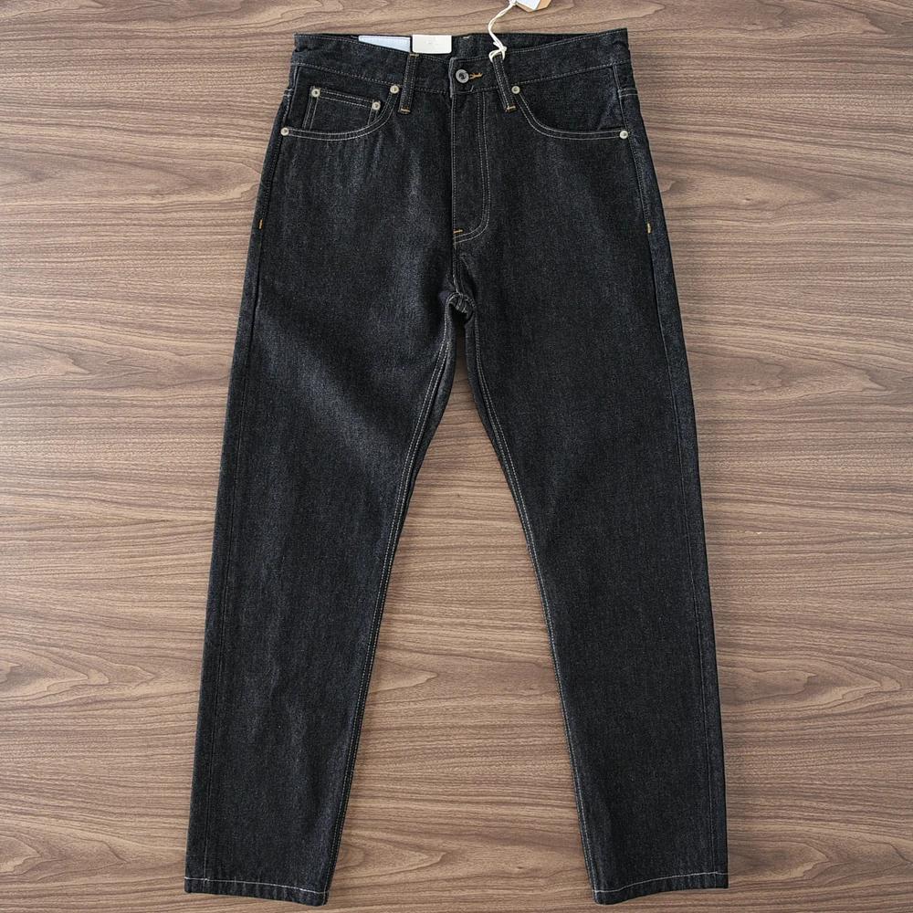 Jean en denim noir pour homme, 2024 coton lavé, pantalon droit lourd, rétro américain, document prim