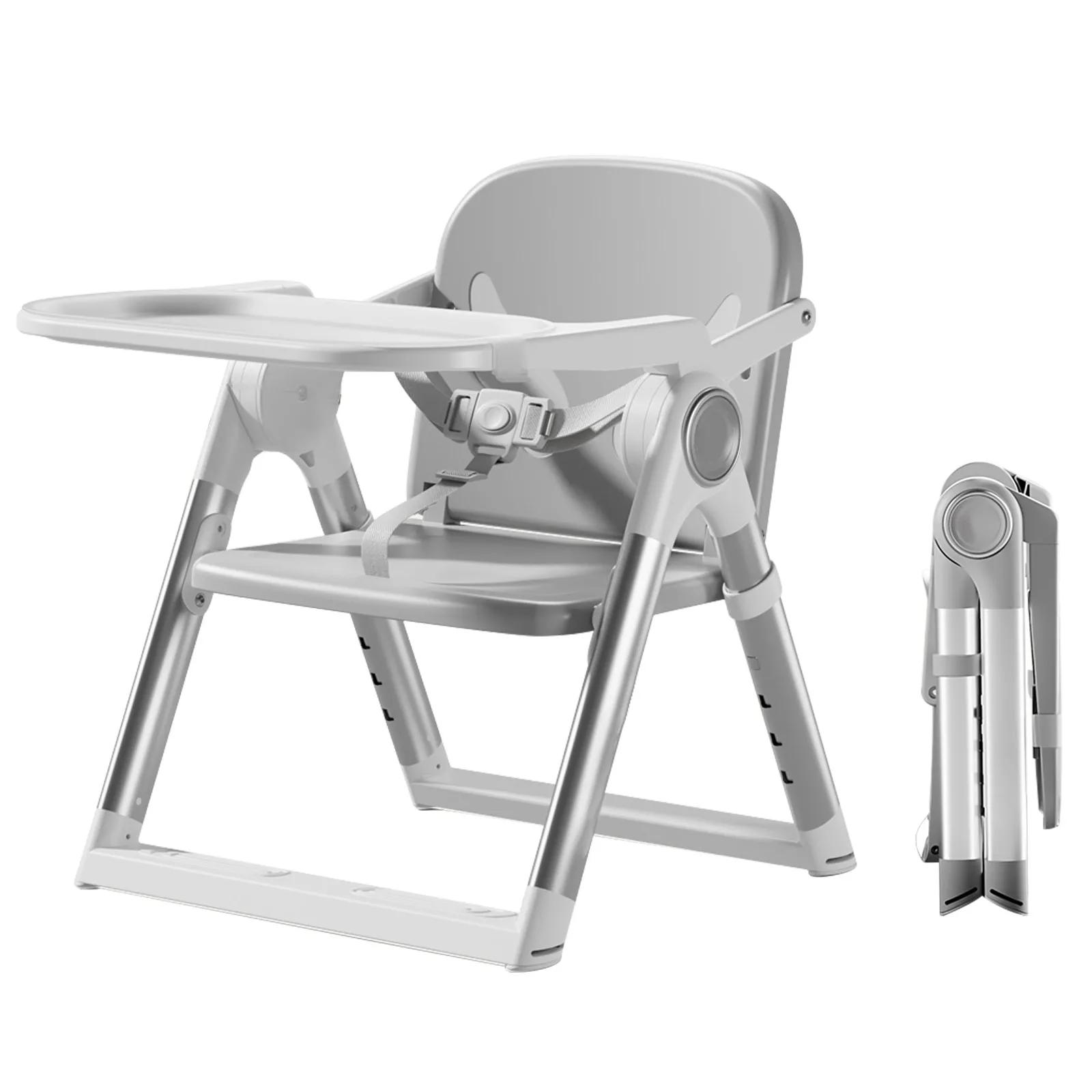 Salle à manger avec siège rehausseur portable 3 en 1, chaise haute pliable et réglable avec assiette