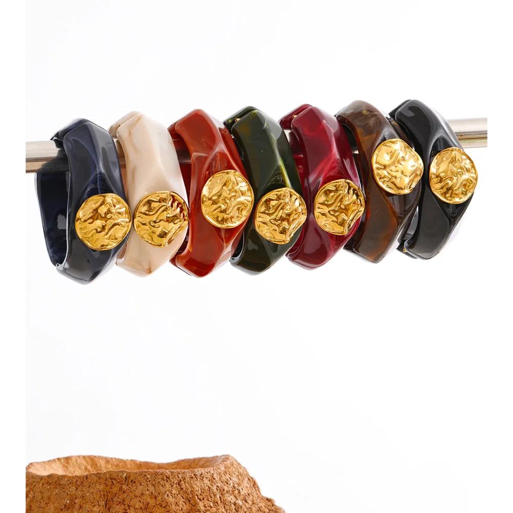 Yhpup 60mm multicolore résine large Bracelet Bracelet 2025 exclusif étanche en acier inoxydable Styl