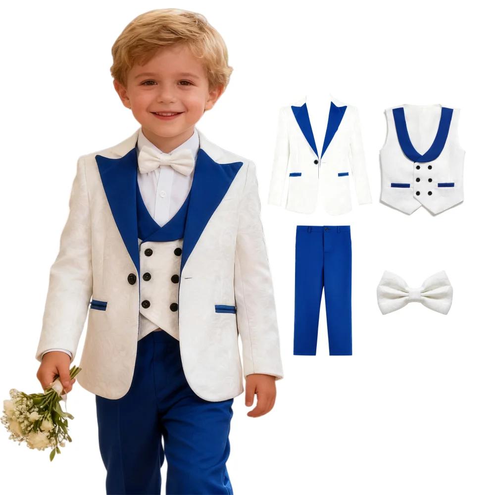 Ensemble de costume Paisley bleu Royal ou costume de Communion pour enfants de 3 à 14 ans, costumes 