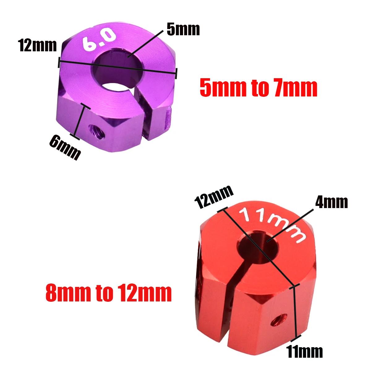 Adaptateur en aluminium 5/6/7/8/9/10/11/12mm, moyeu d'entraînement hexagonal de 12mm avec vis à broc