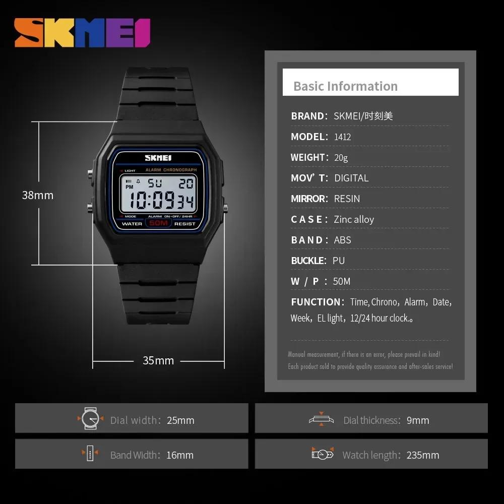 SKMEI 1412 mode femmes montre numérique affichage étanche Date semaine femme montre-bracelet sport C