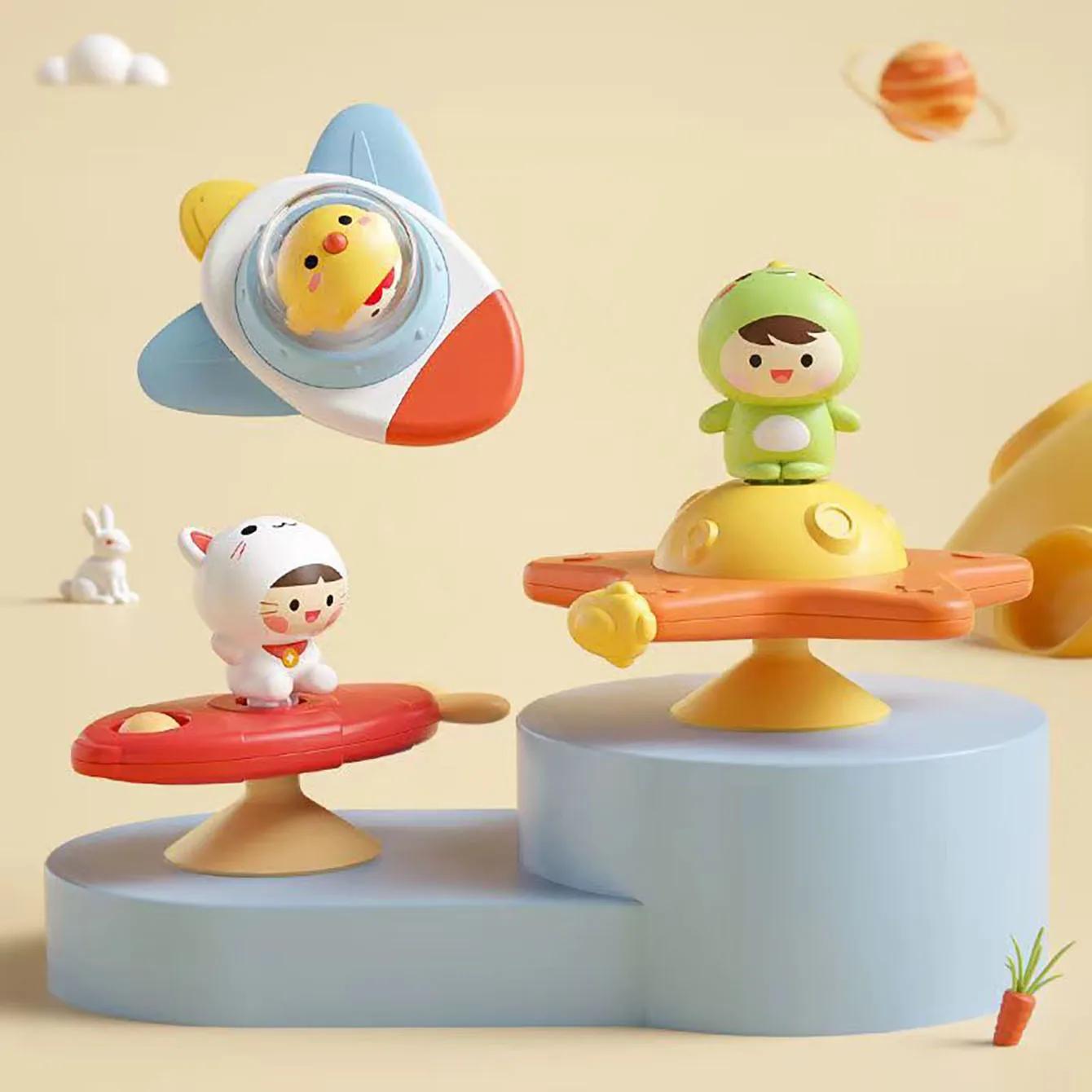 Jouet apaisant pour bébé, avion de dessin animé, artefact de bain pour bébé, ventouse amusante, Spin