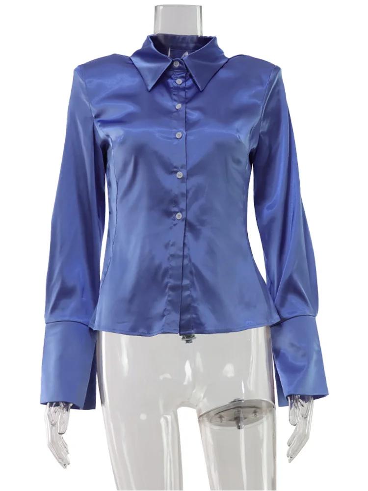 CNYISHE bouton O cou à manches longues solide haut pour femme chemises décontracté maigre élégant OL