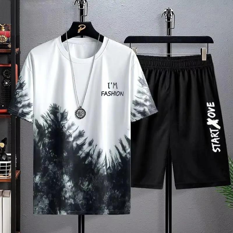 Ensemble d'été à séchage rapide pour hommes, survêtements à la mode, décontracté, respirant, manches