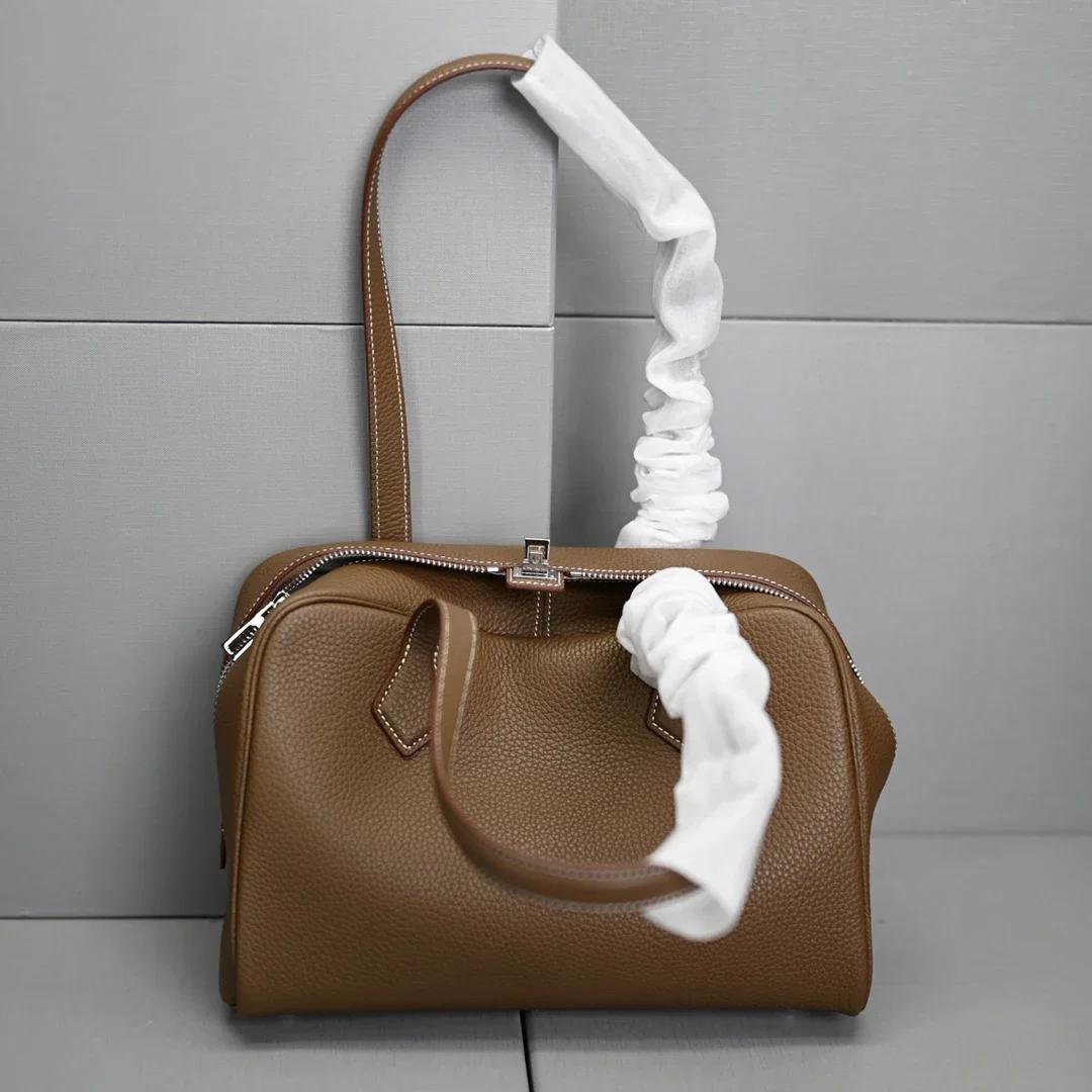Sac à main en cuir véritable pour femme, couche supérieure, sensation avancée, nouveau modèle à la m