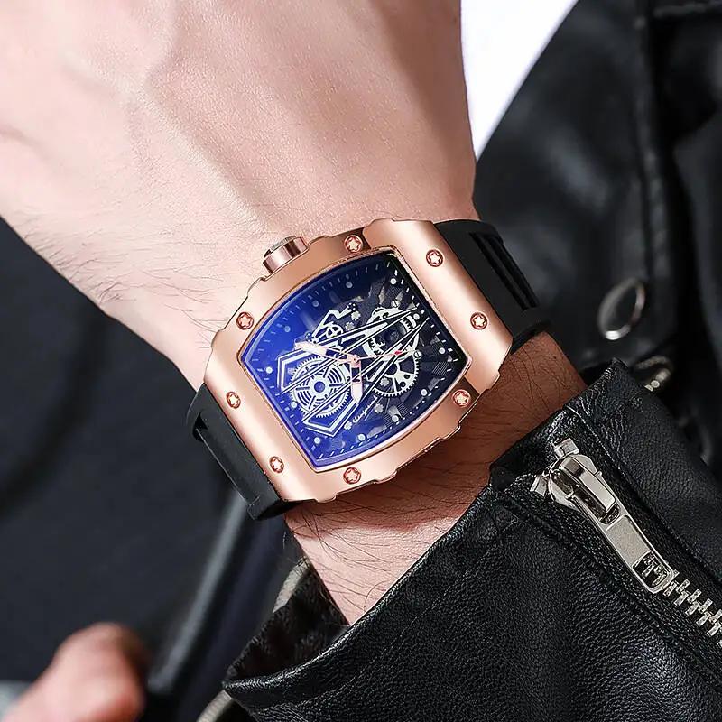 1/2 pièces de luxe grand cadran hommes montre à Quartz décontracté bracelet en Silicone hommes montr
