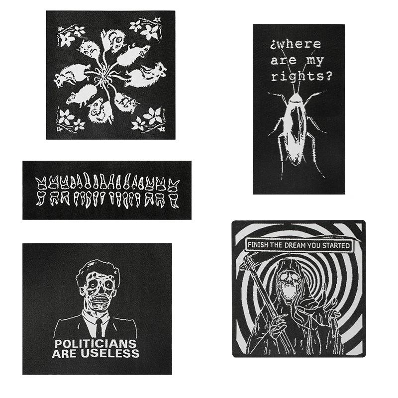 Étiquette tissée absurde, patch punk, badge humoristique, bricolage, fer à coudre sur des patchs noi