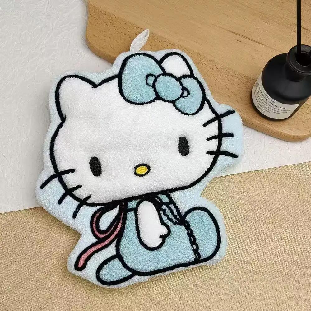 Serviette à main Sanrio Hello Kitty en velours corail, absorbante, à suspendre, petite serviette mig