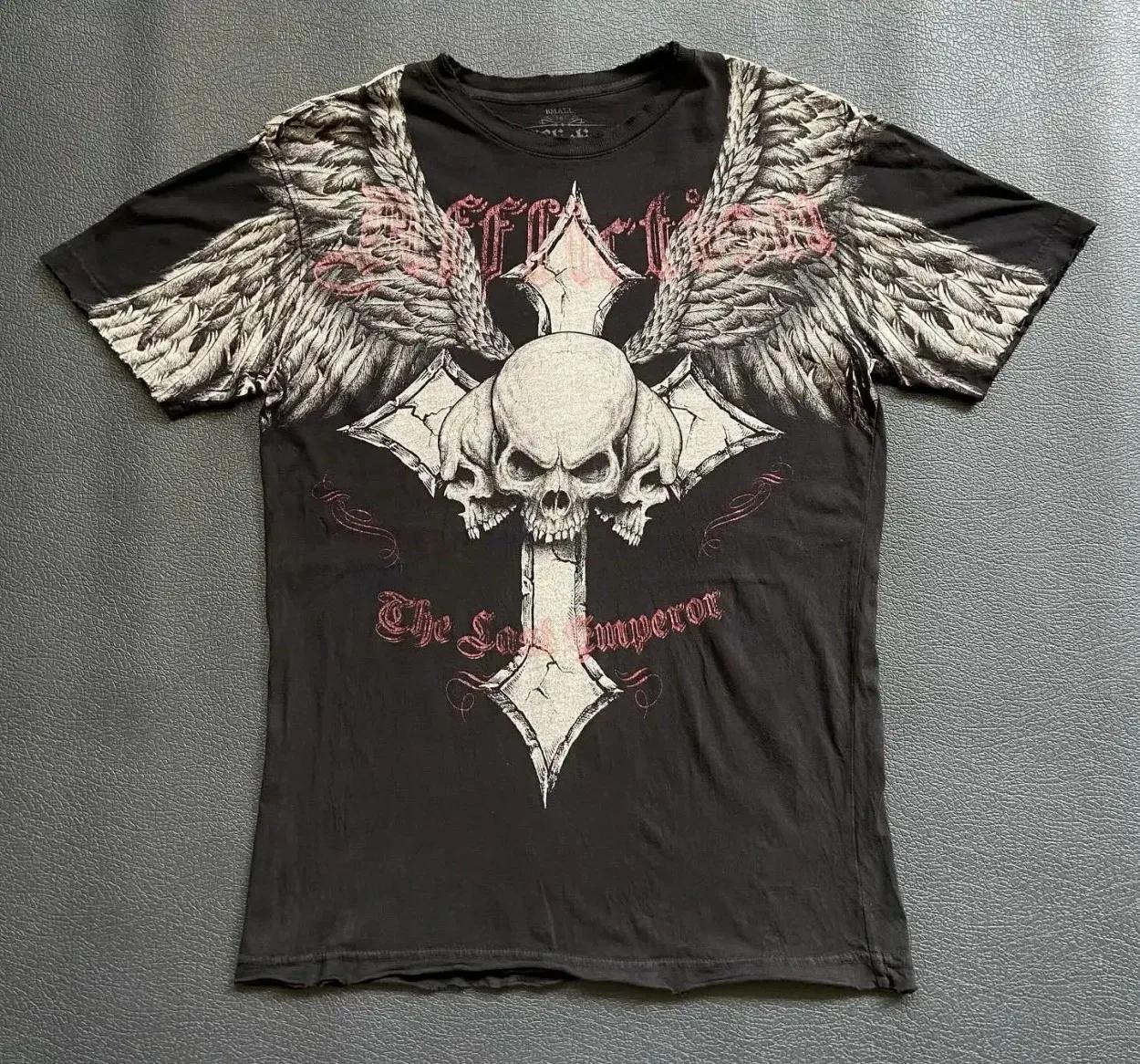 T-shirt d'été pour hommes européens et américains, nouveau modèle, imprimé crâne gothique, doux et r
