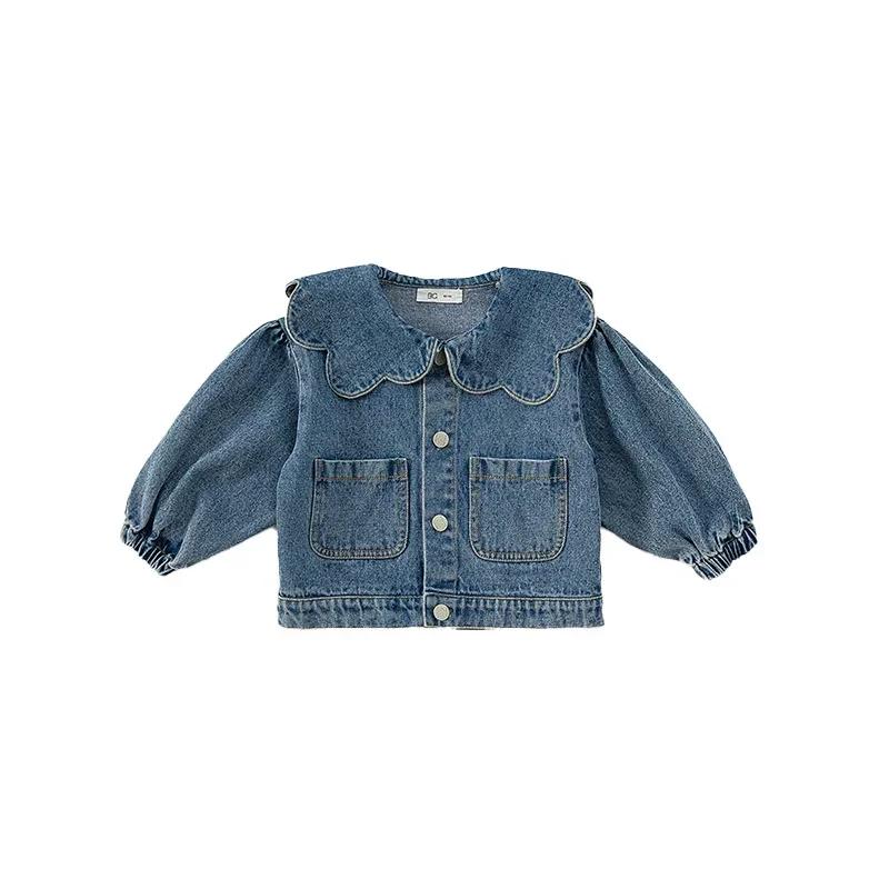 Manteau en denim de style coréen pour enfants, col à volants, manches longues, mode pour enfants, vê