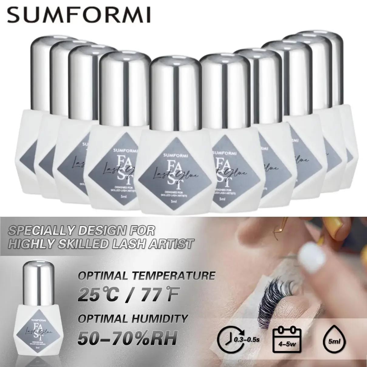 SUMFORMI 10 pièces Extensions de faux cils colle 0.3S séchage rapide imperméable mince cils cils adh