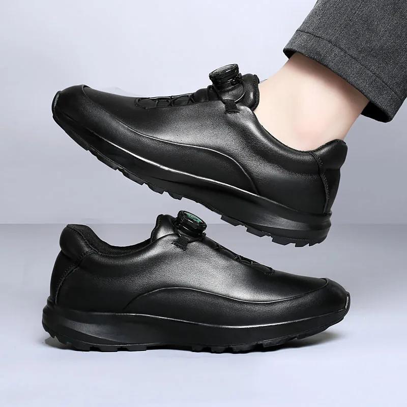 Baskets de voyage en cuir véritable antidérapantes pour hommes, chaussures de sport classiques décon