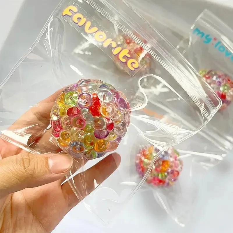 Balles Squishy en Perles de Glace - Jouet Anti-Stress Mochi Super Doux à Rebond Lent pour Soulager l
