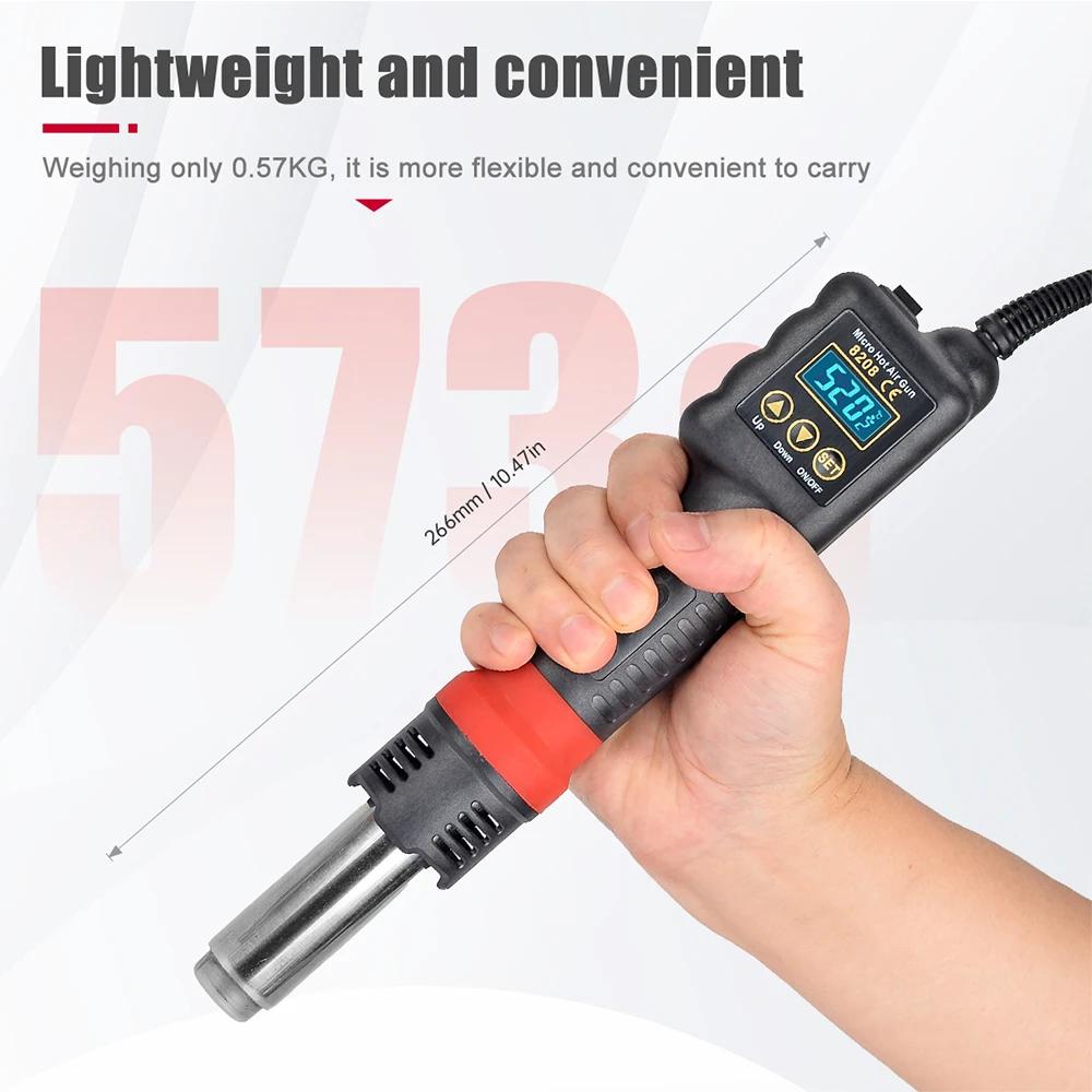 JCD 8208 pistolet thermique Micro Station de soudage 750W pistolet à Air chaud LCD sèche-cheveux num