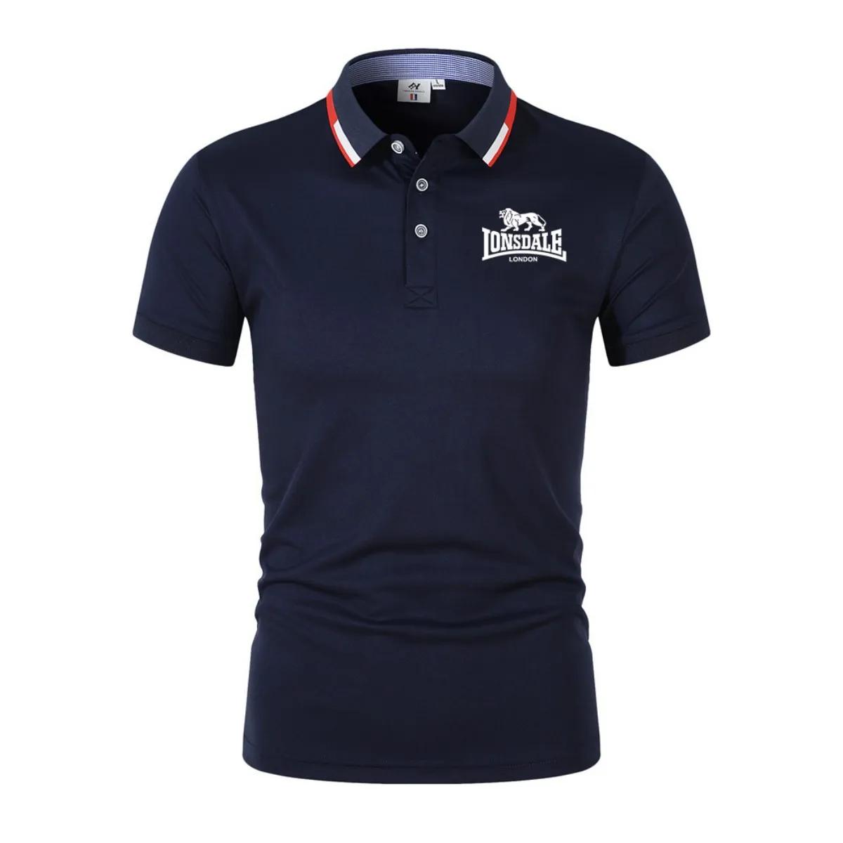LONSDALE Polo élégant à imprimé lettres, chemise décontractée à col et manches courtes pour homme, h