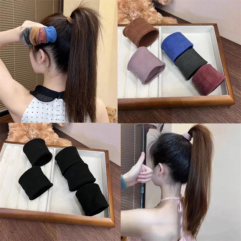 4 ensemble solide élargir épaissir bandeau de cheveux cordes femmes élastique pour queue de cheval c