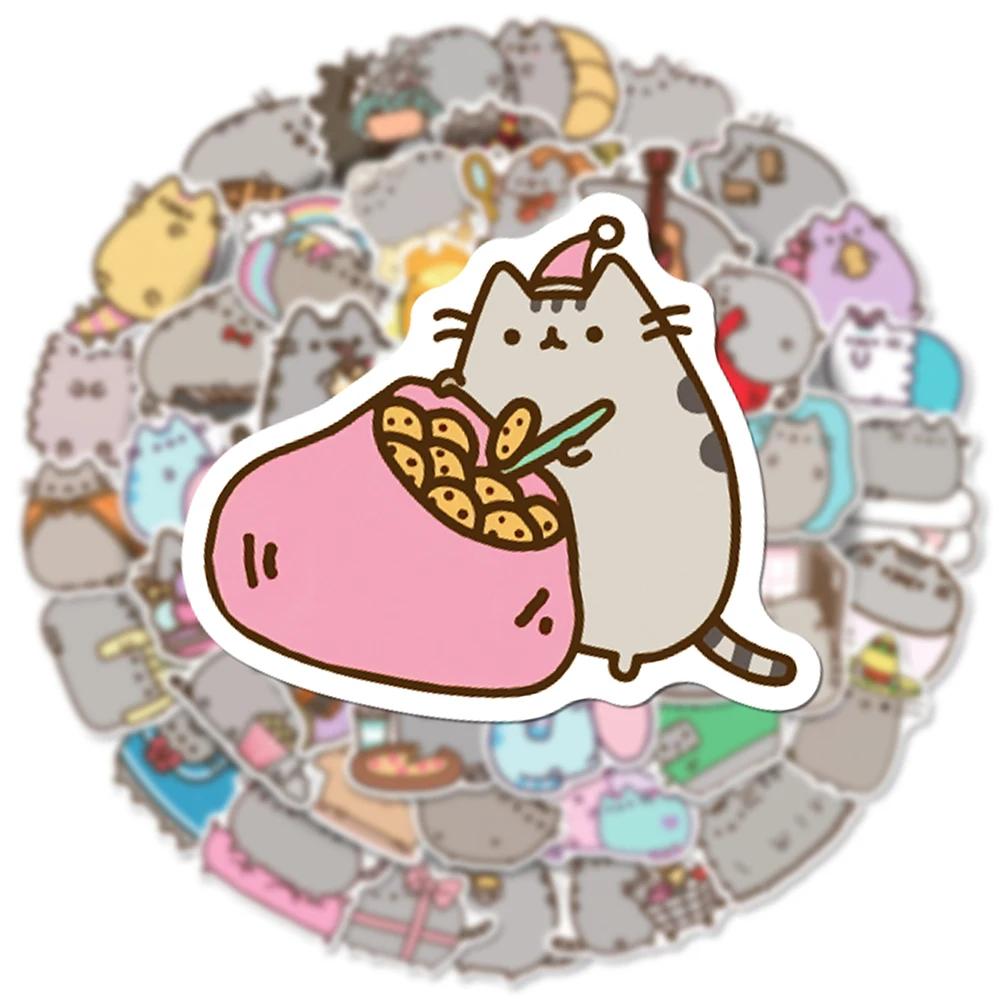 Autocollants chat épais mignon Kawaii, étiquette esthétique, papeterie pour Scrapbook, téléphone, jo