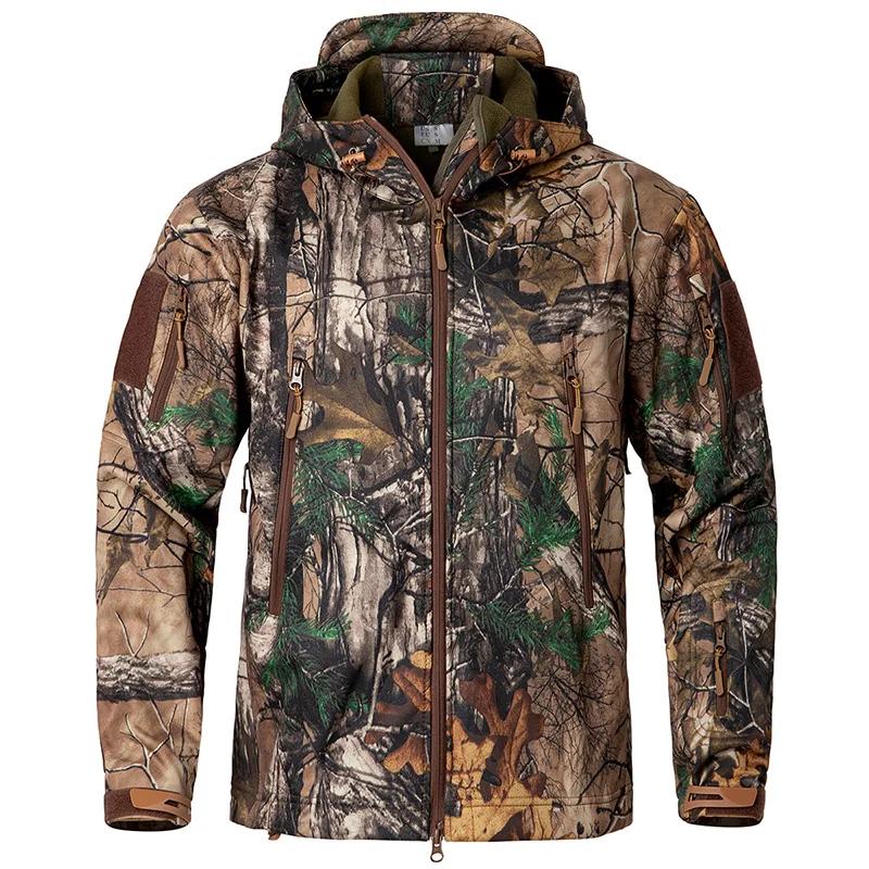 Veste tactique de Camouflage à coque souple silencieuse pour hommes, imperméable, polaire chaude, ve
