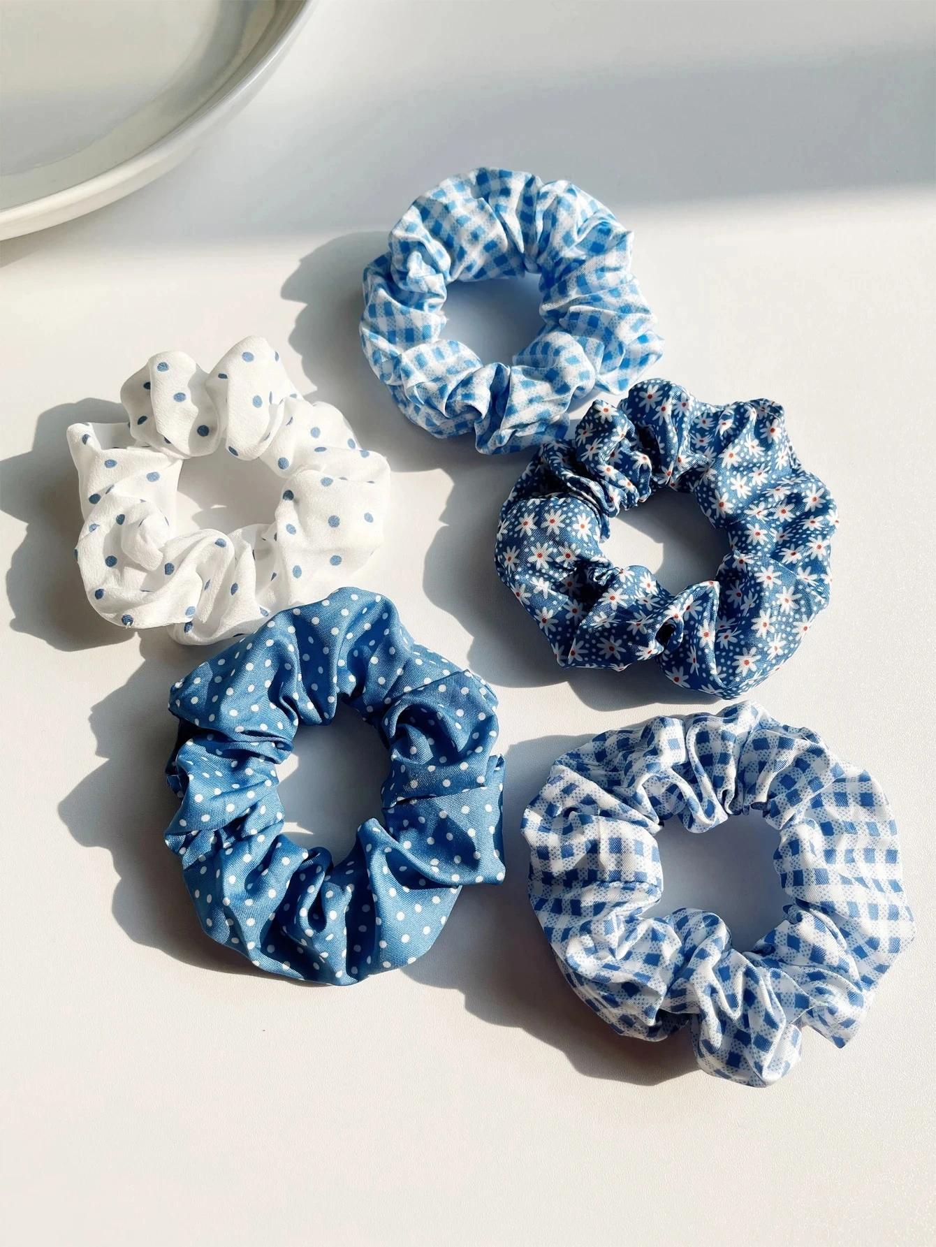 Chouchous imprimés à pois, 5 pièces, chouchous élégants, attaches pour cheveux