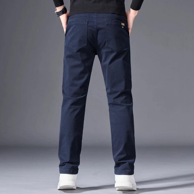 Pantalon en coton pour homme, coupe droite classique, élastique, couleur unie, décontracté, pour aff