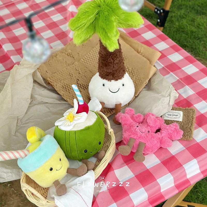JELLYCAT limonade noix de coco peluches très doux palmier rouge corail peluche jouet dessin animé po