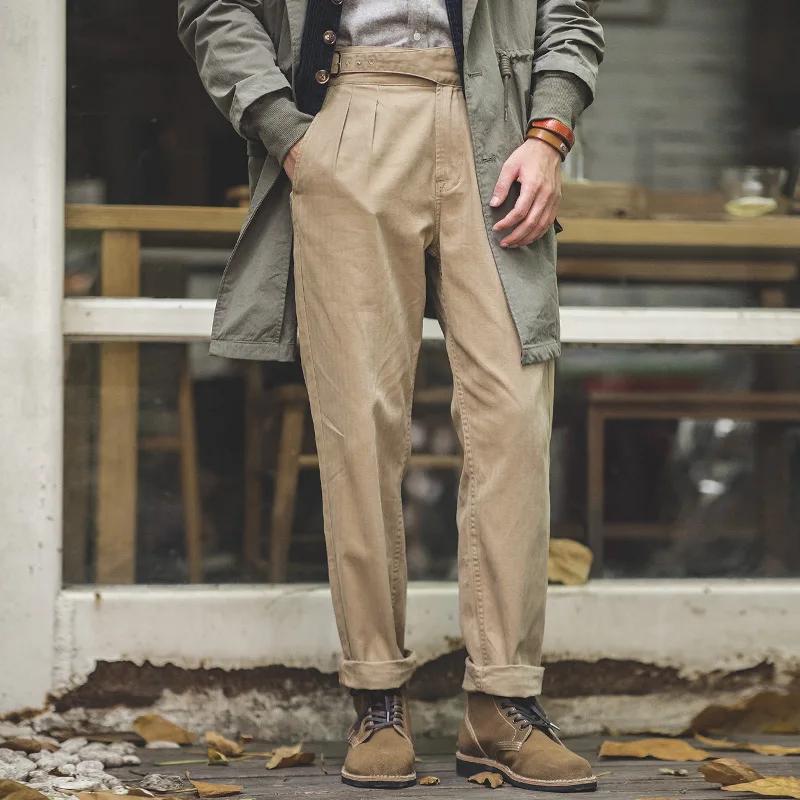 Maden Vintage réglable taille haute Gurkha pantalon kaki décontracté Cargo pantalon de travail class