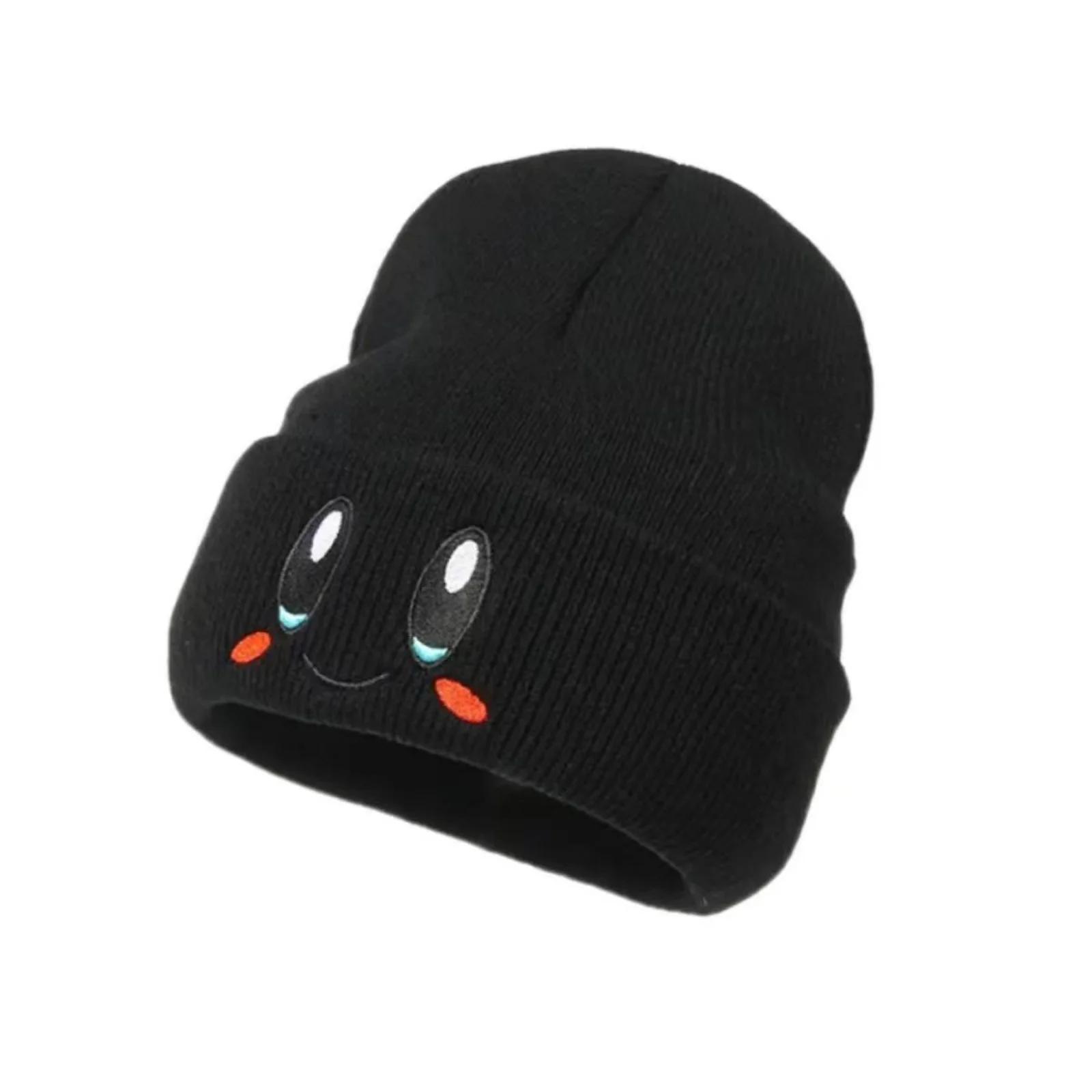 Bonnets élastiques brodés à gros yeux pour femmes, casquettes de crâne tricotées de dessin animé, ch